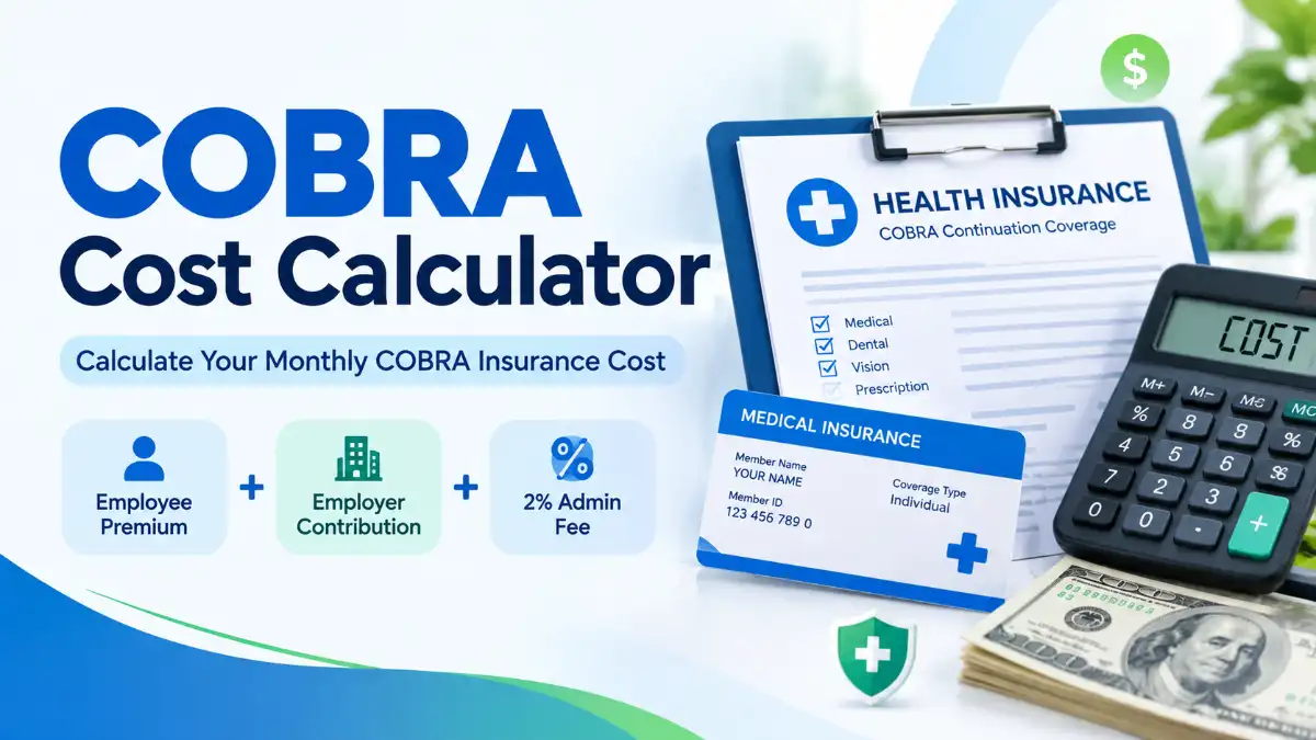 COBRA cost calculator for estimating monthly health insurance premiums
