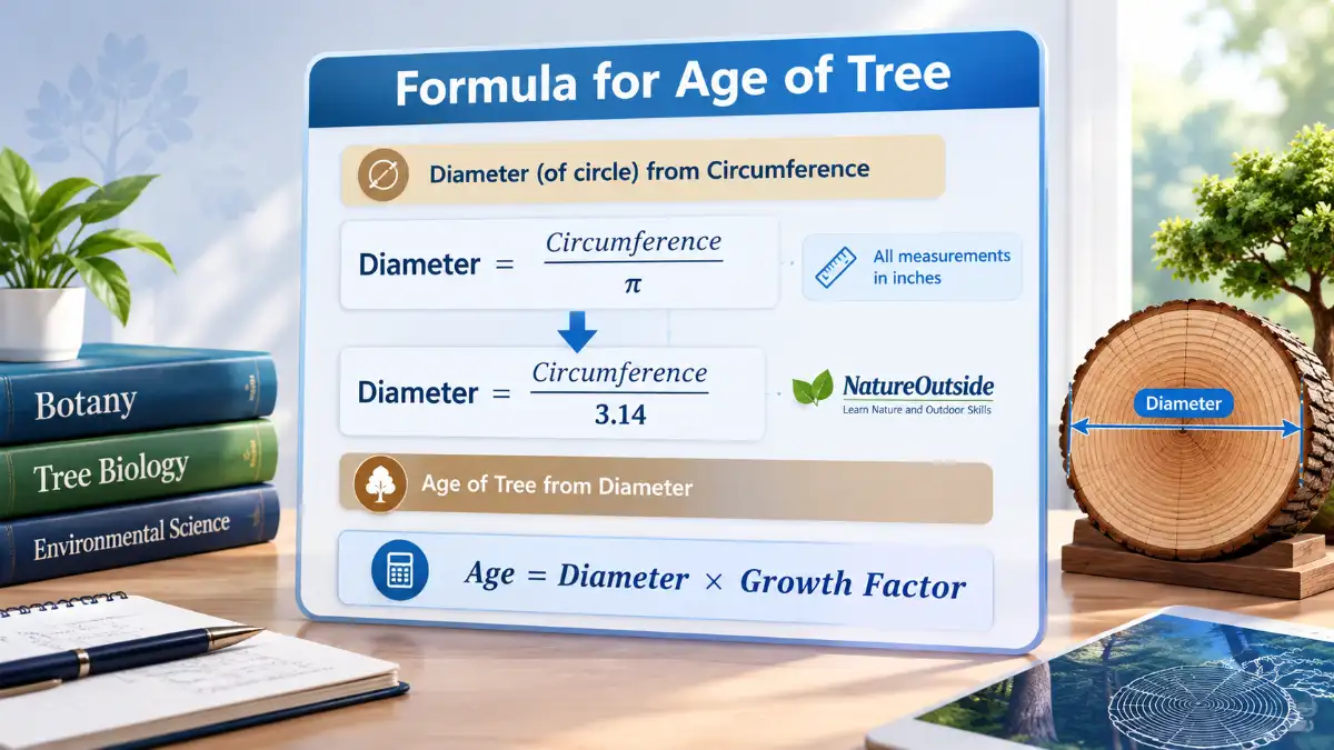 Tree age calculation formula using trunk diameter and growth factor