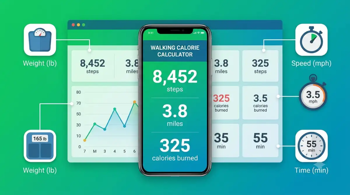 Free online walking calorie calculator tracking steps, speed, and calories burned
